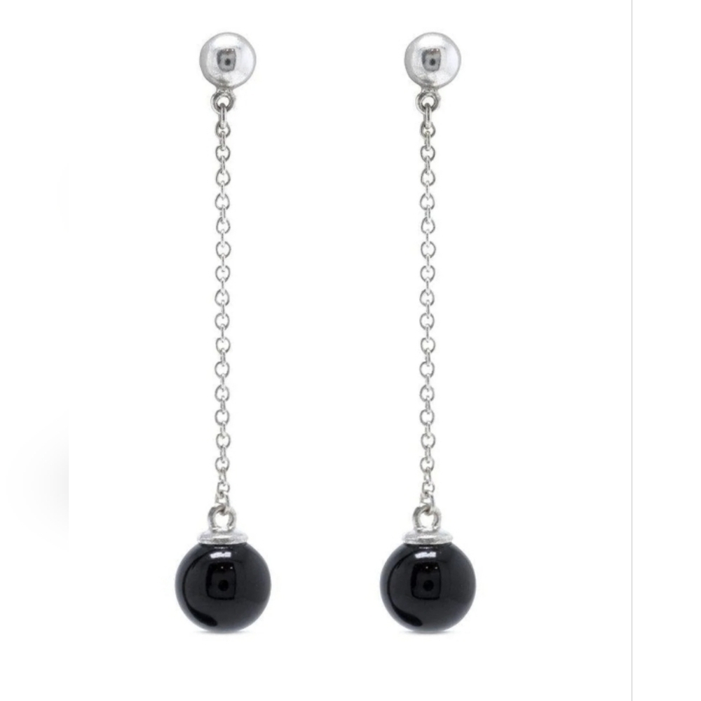 Silver Ziegfeld Black Onyx Earrings